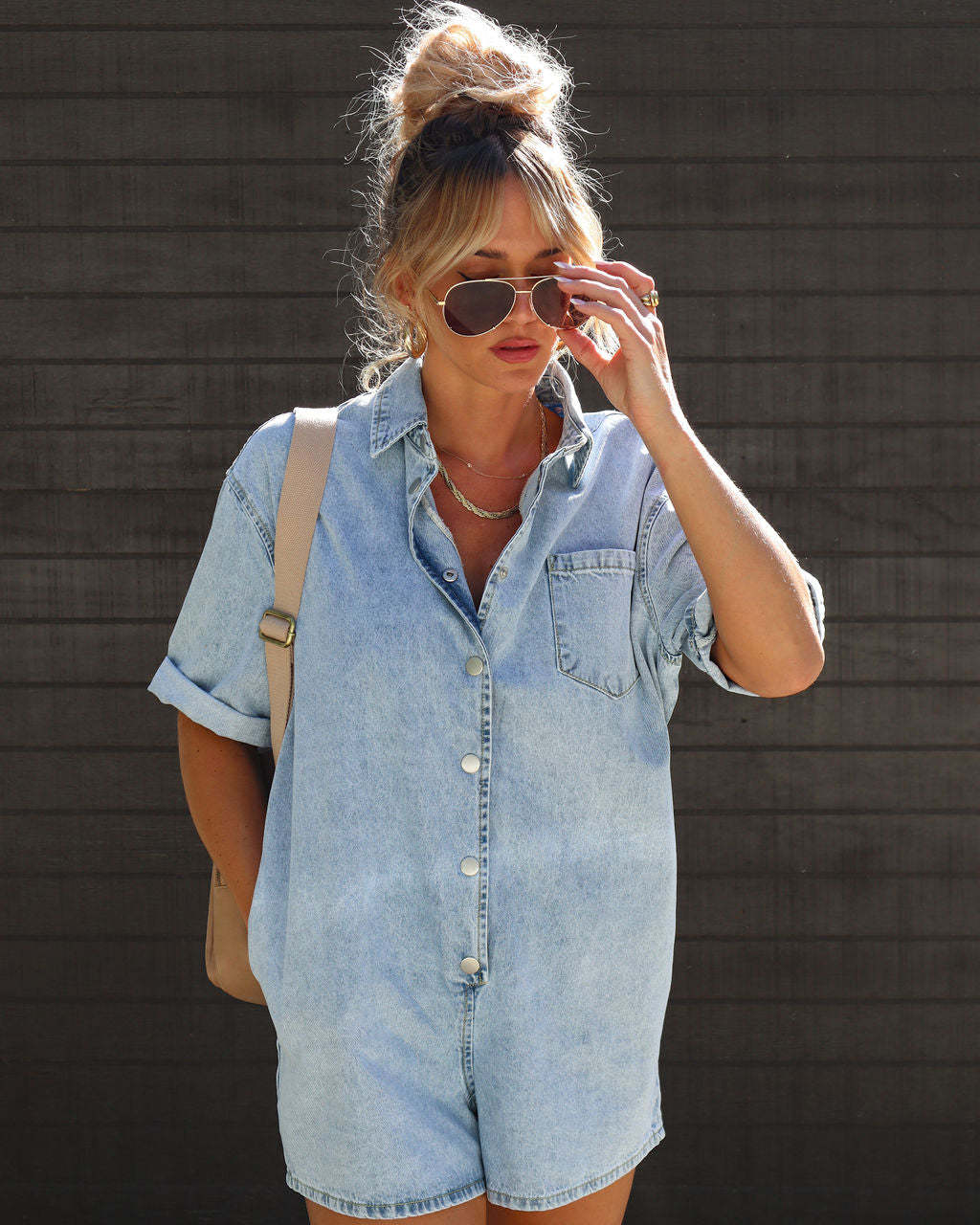 Summer Street Hipster Lapel Sleeve Denim Jumpsuits