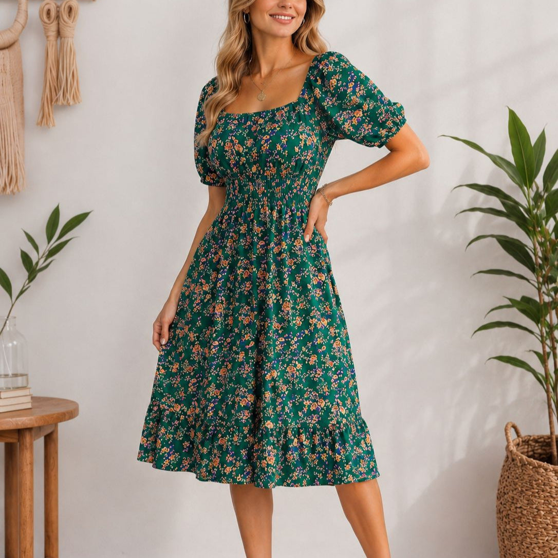 Collar Sleeve Smocking Waist Trimming Ruffles Shorts