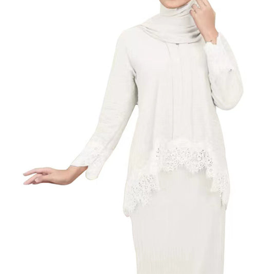 Temperament Dress Lace Sleeve Pleated Two-piece Dresses
