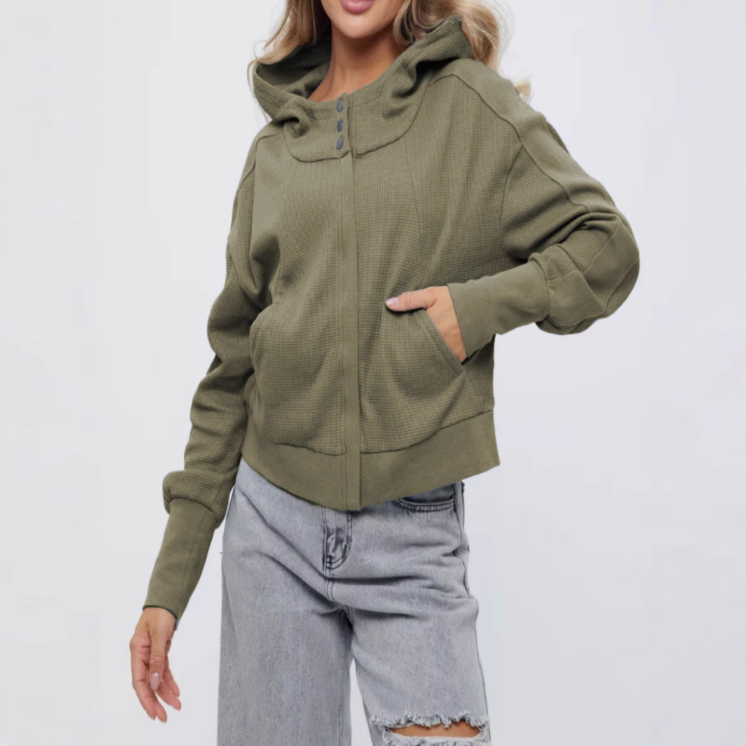 Women's Patchwork Long Sleeve Pullover Zipper Trendy Hoodie Tops