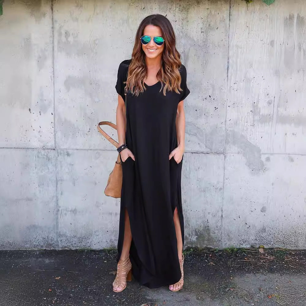 Creative Elegant Long Summer Pocket Split Dress