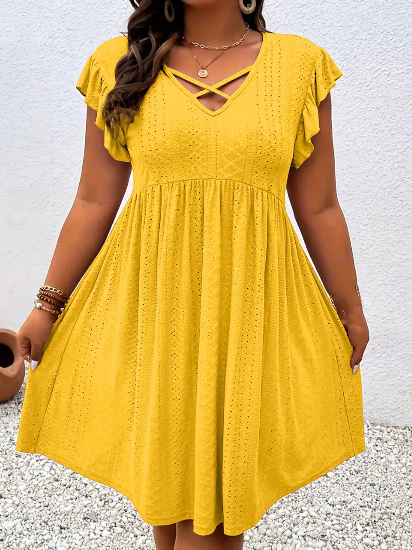 Women's Chic Holiday Solid Color Stitching Sleeve Dress