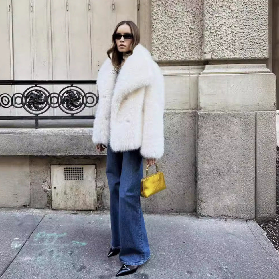 Women's Thickened Warm Faux Fox Street Style Coats