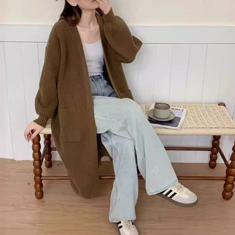 Women's Knitted Idle Style Loose Pure Color Long Women's Sweater