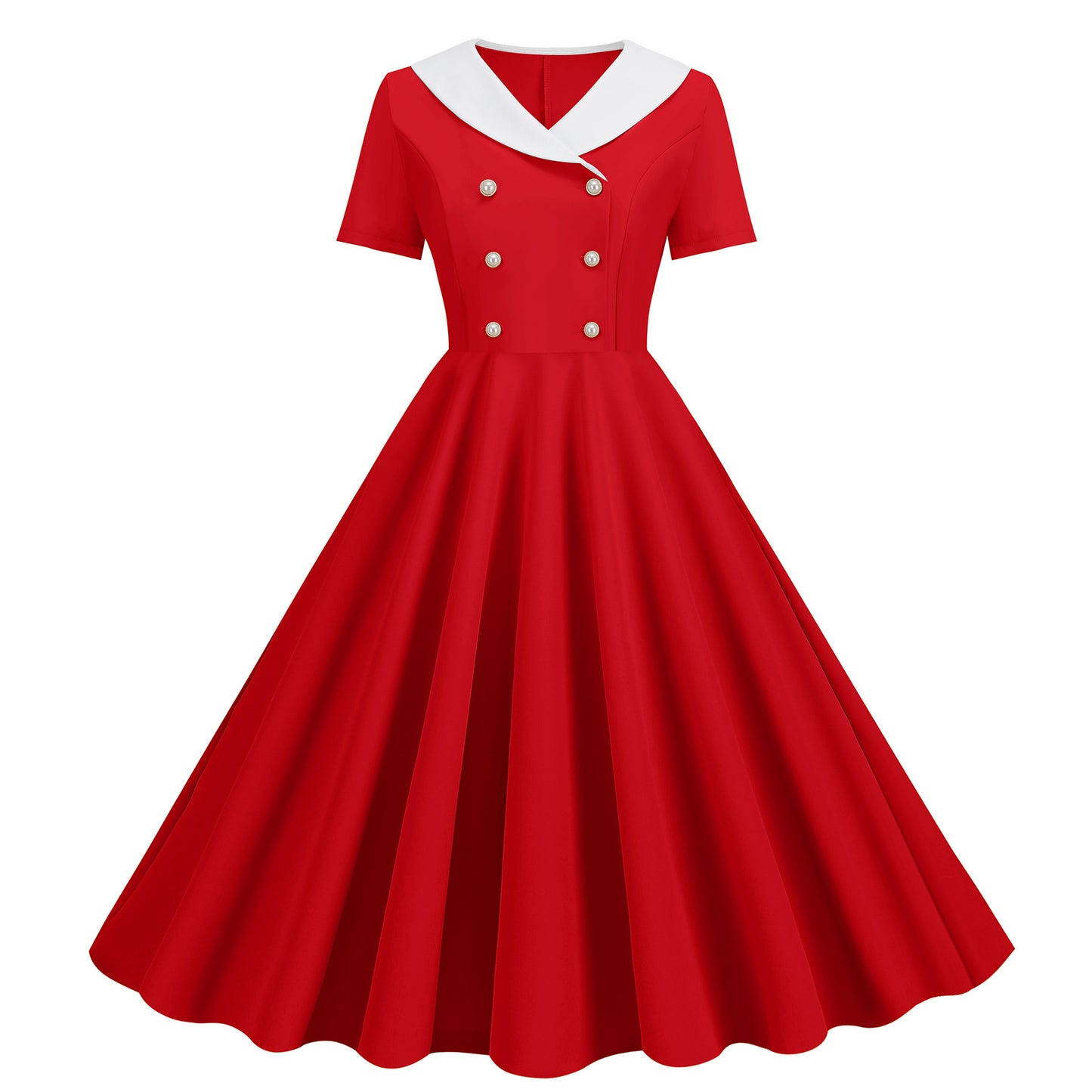 Women's Sleeve Solid Color Retro Fake Buckle Dresses
