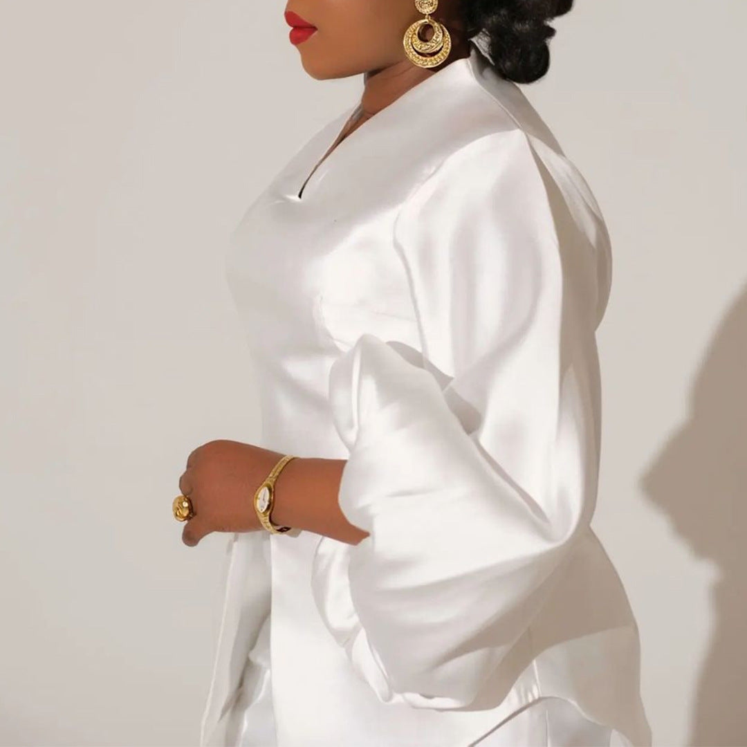 Temperament Ol Elegant Solid Color African Fashion Casual Suit