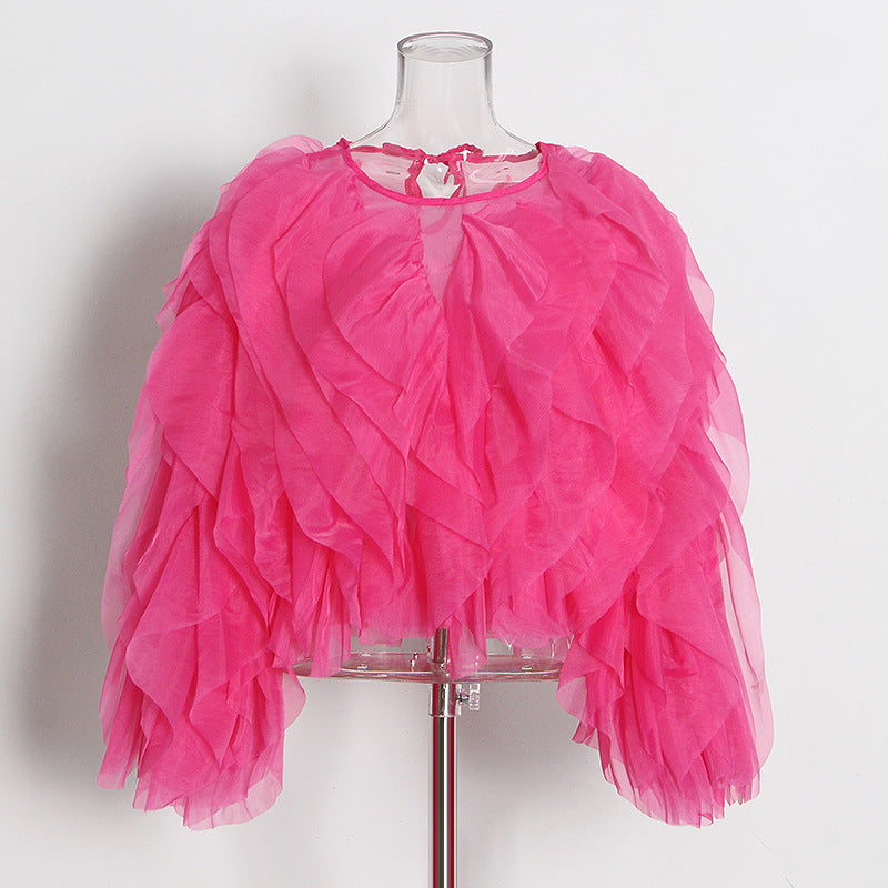 Elegant Solid Color Spring High-grade Round Blouses
