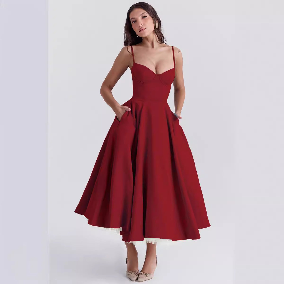 Women's Sexy Straps Tulle Large Swing Elegant Dresses