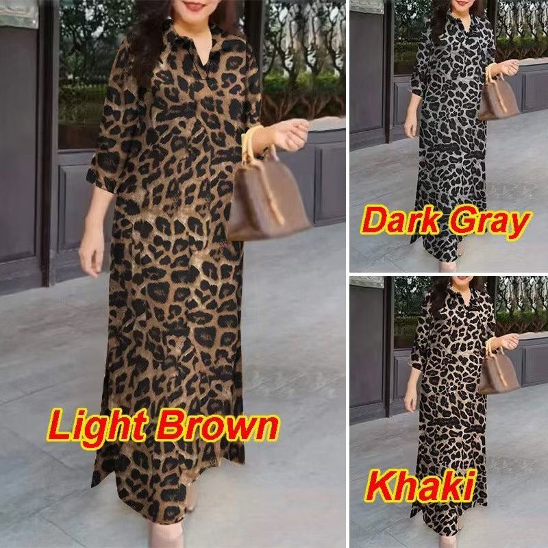 Leopard Print Vintage Artistic Bohemian Loose Dress
