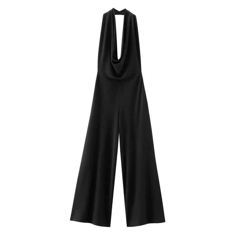 Women's French Style Pure Desire Sexy Halter Backless Jumpsuits