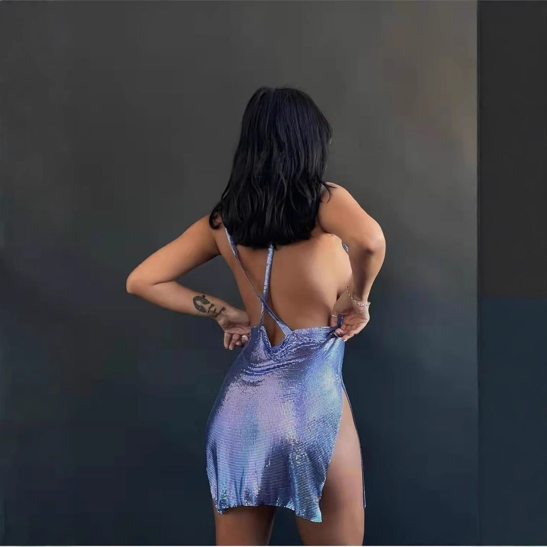 Sequined Dress Nightclub Sexy Strap Backless Dresses