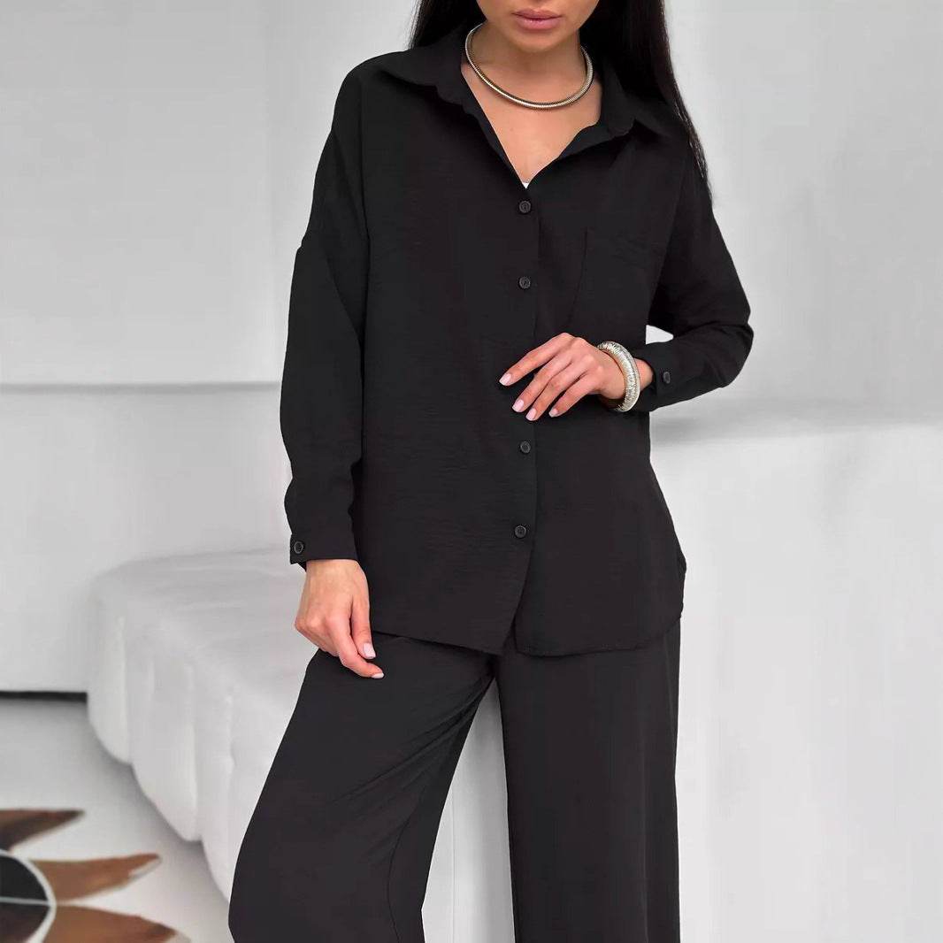 Unique Women's Solid Color Pocket Trousers Fashion Casual Suit