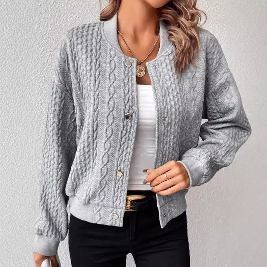 Women's Autumn Fashion Solid Color Stand Collar Jackets