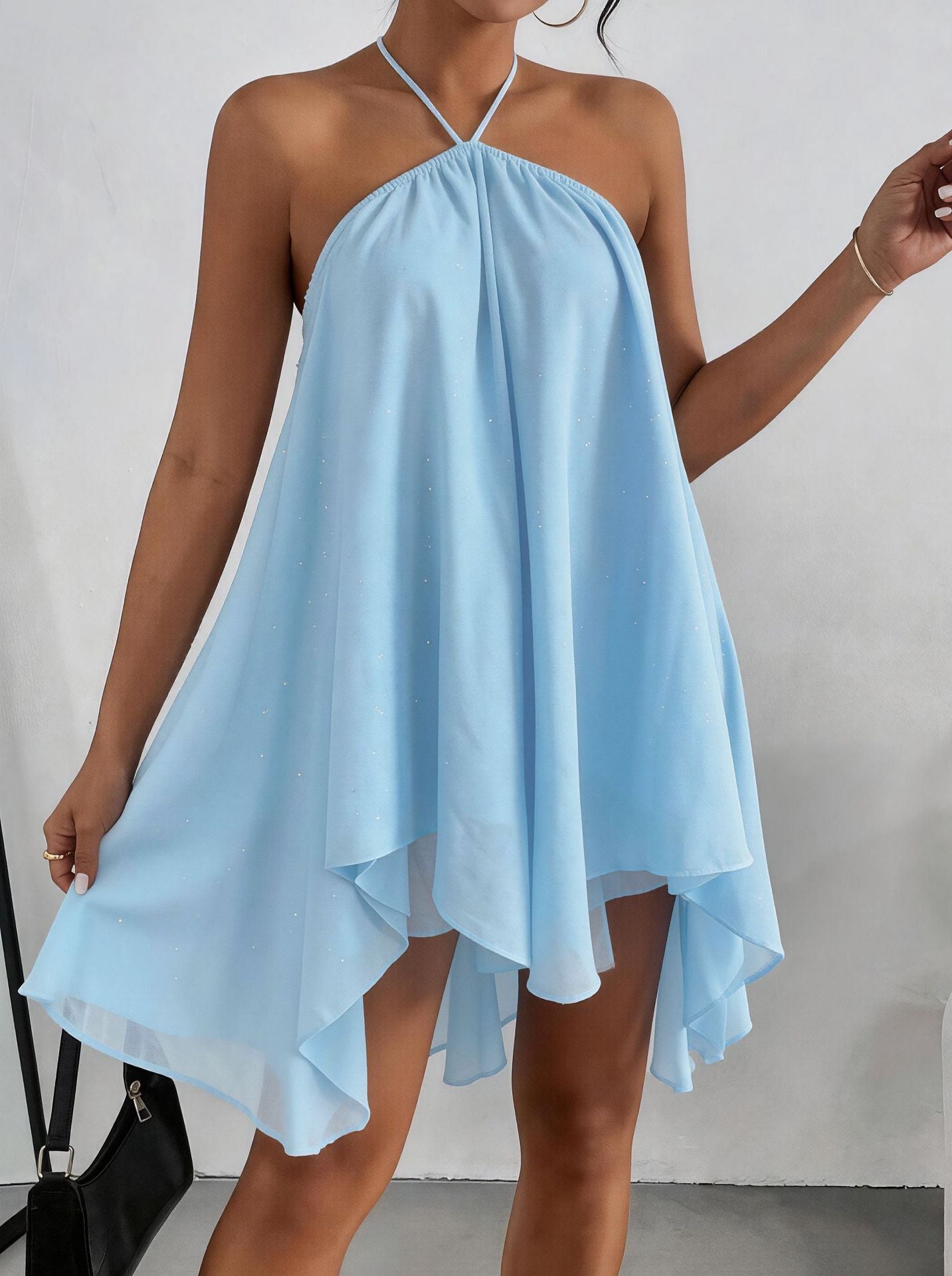 Women's Sequin Sling Early Summer Exquisite Backless Irregular Female Dress