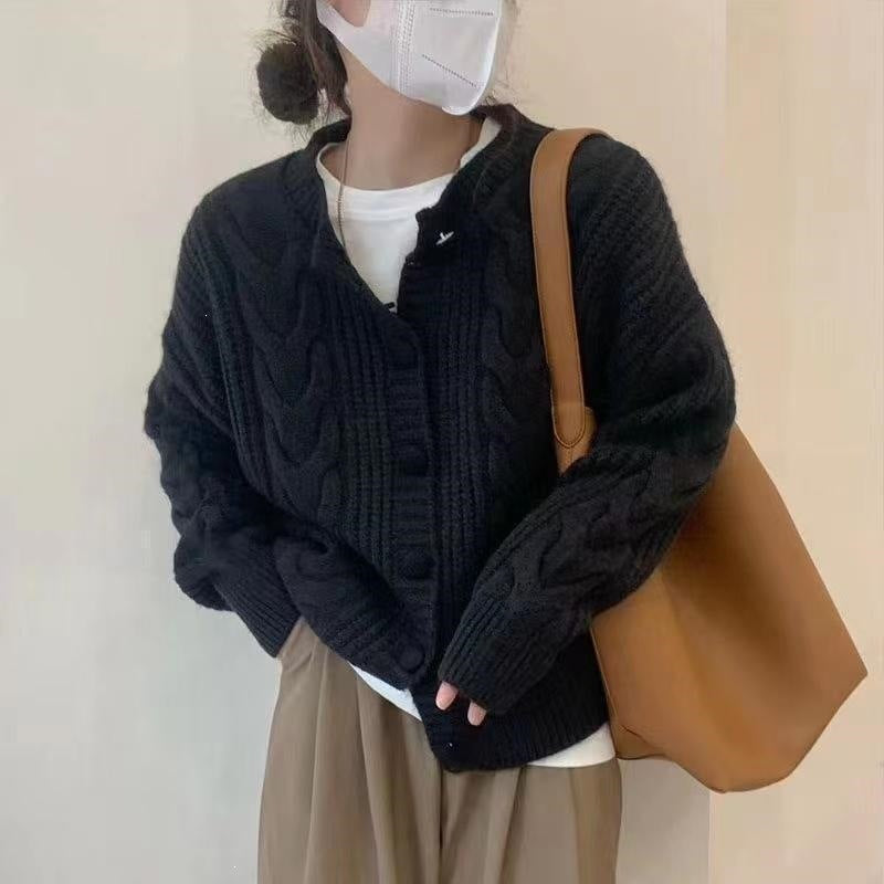 Women's Simple Twist Round Neck Retro Loose Women's Sweater