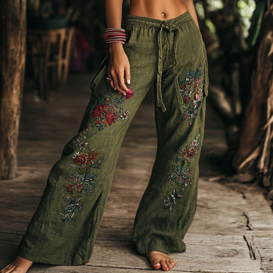 Fashion Printing Series Waist Strap Loose Pants