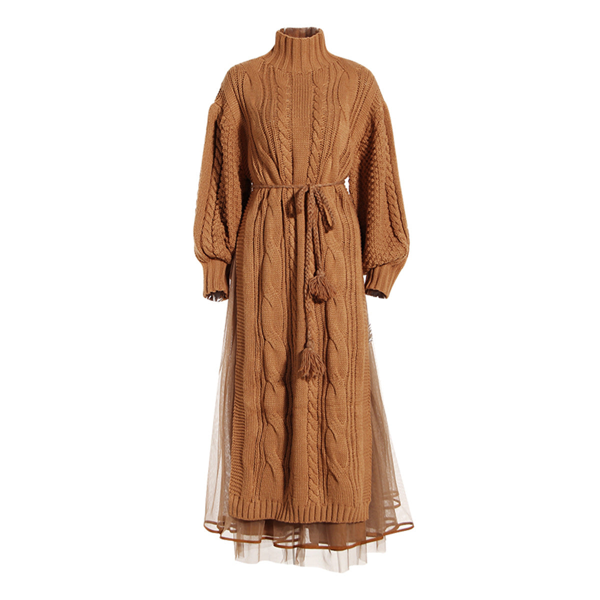 Stand-up Collar Spring Side Slit Knitted Dress Dresses