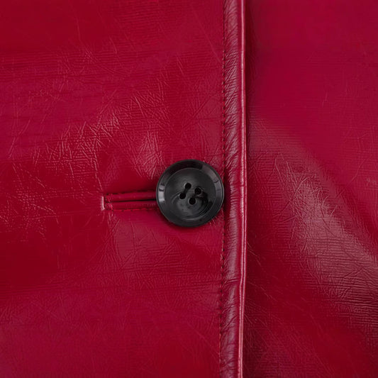 Women's Fashion Red Bright Leather Long Sleeve Jackets