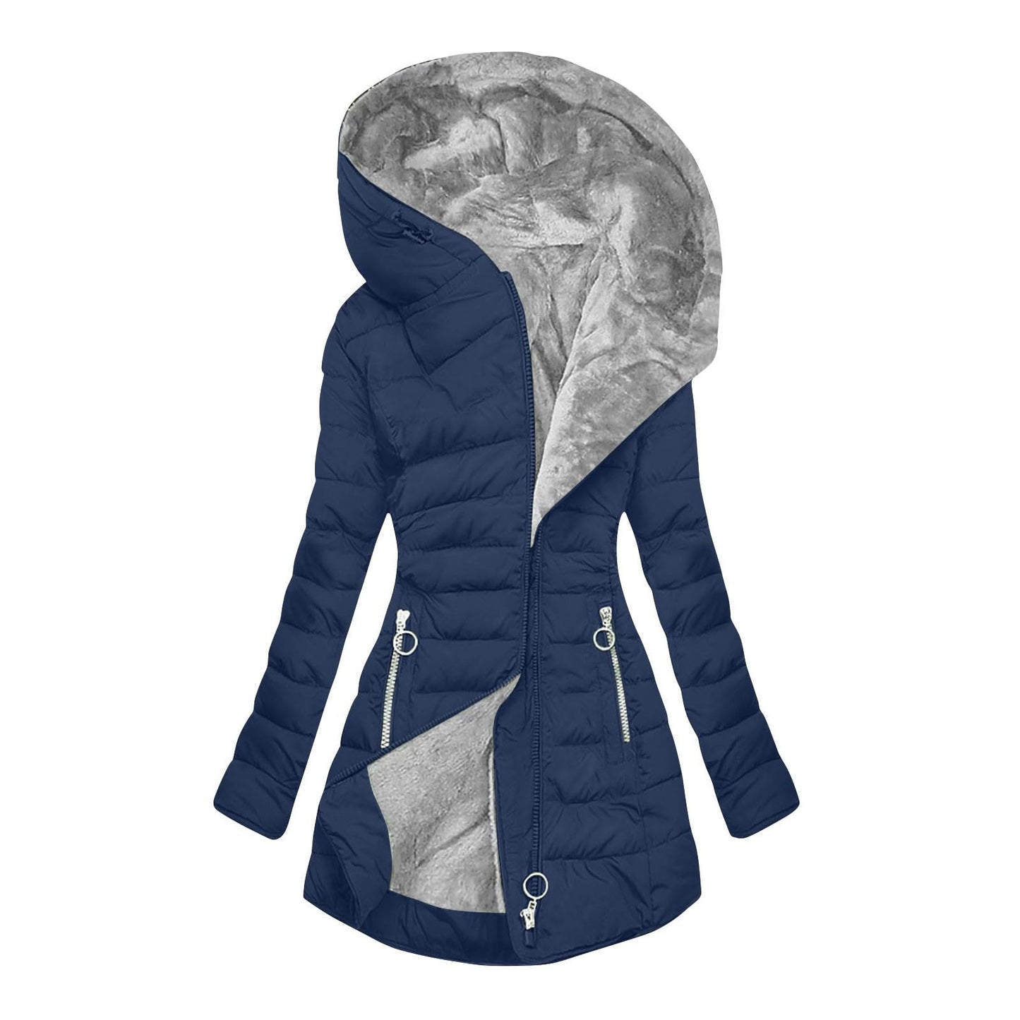 Women's Warm Fur Collar Cotton Clothes Zipper Coats