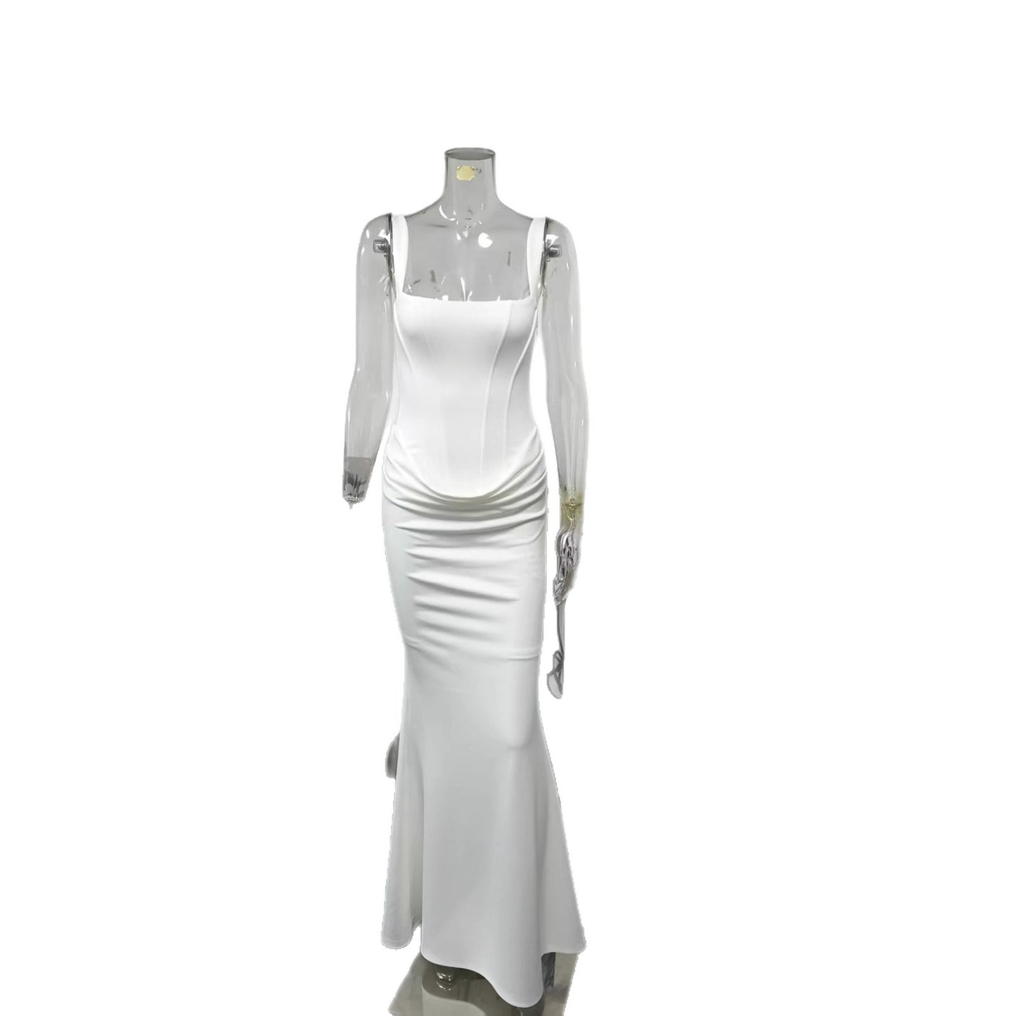 Tube White Long Type Suspender Dress Tops