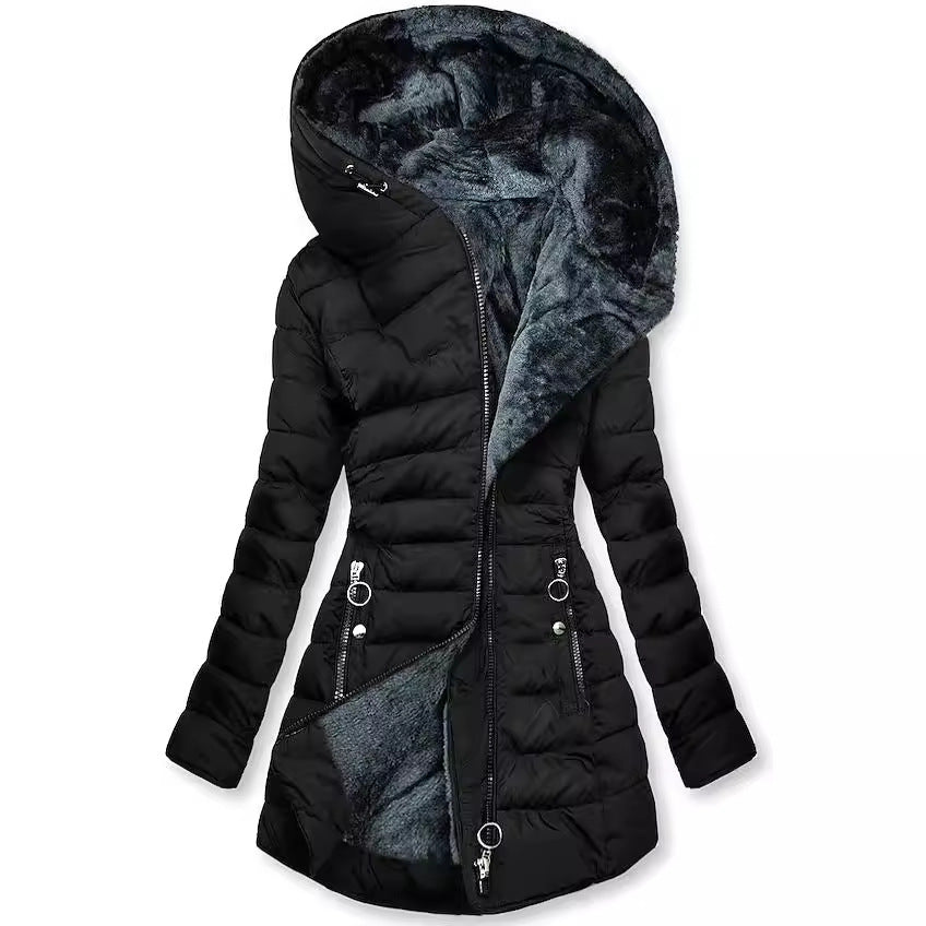 Women's Warm Fur Collar Cotton Clothes Zipper Coats