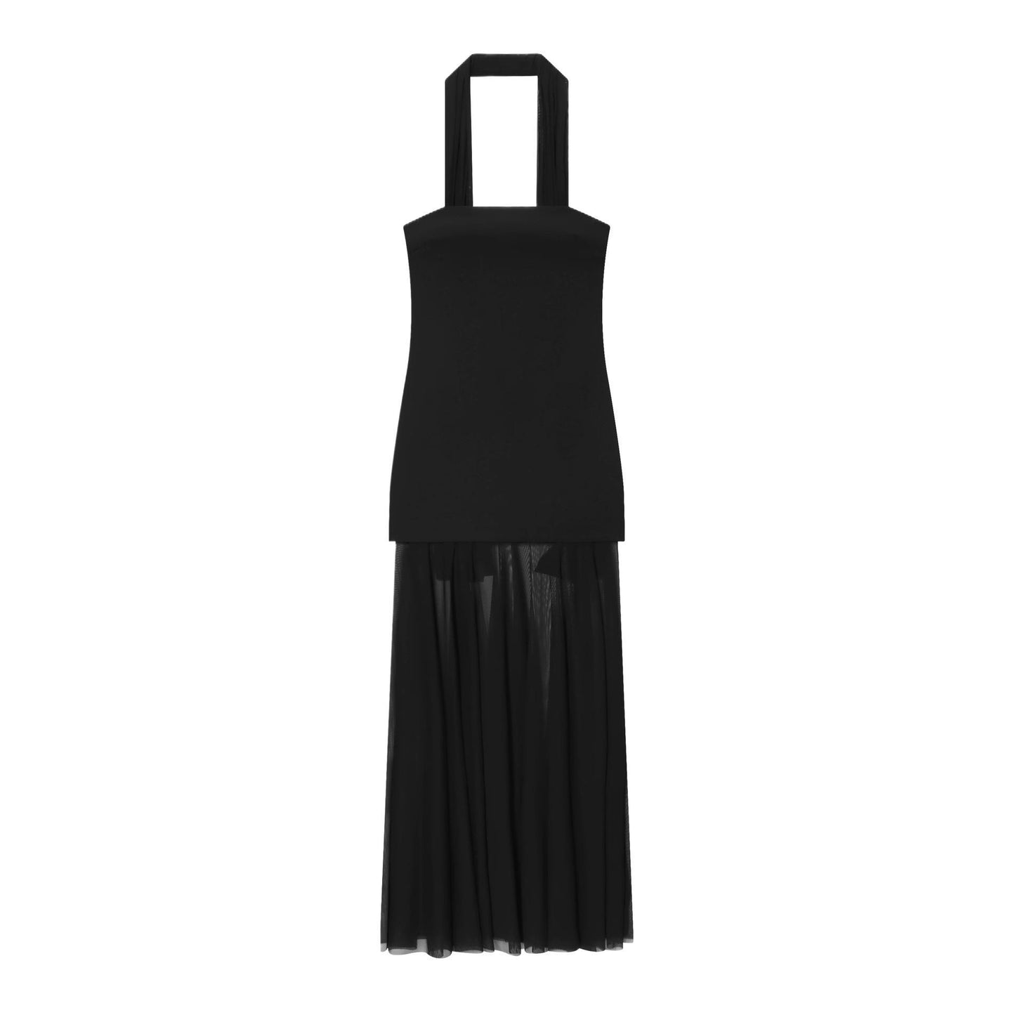 Women's Autumn Hanging Collar Stitching Midi Dress Dresses