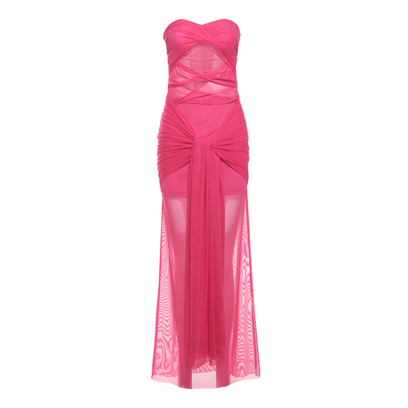 Women's Spring Fashion Sexy Tube Tied Slim Dresses