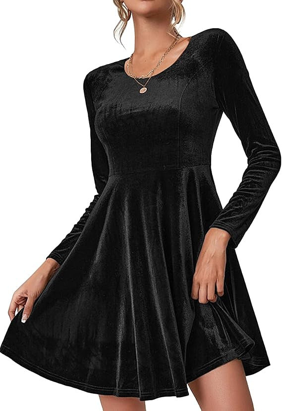 Women's Long Sleeve Round Neck Large Swing Dress