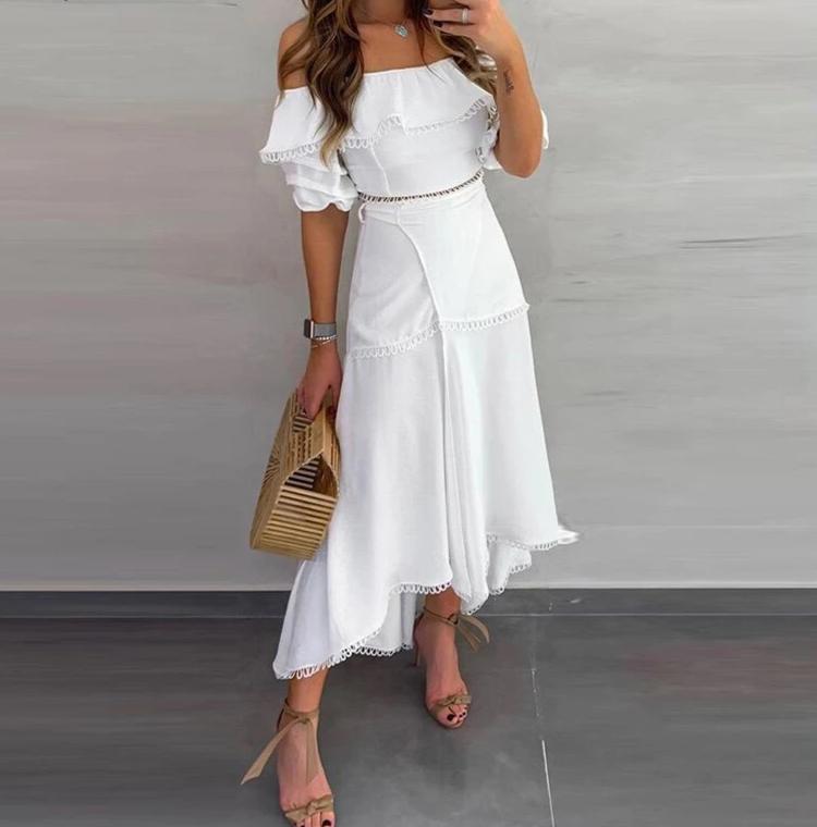 Women's Pure White Fashionable Elegant Lace Irregular Skirts