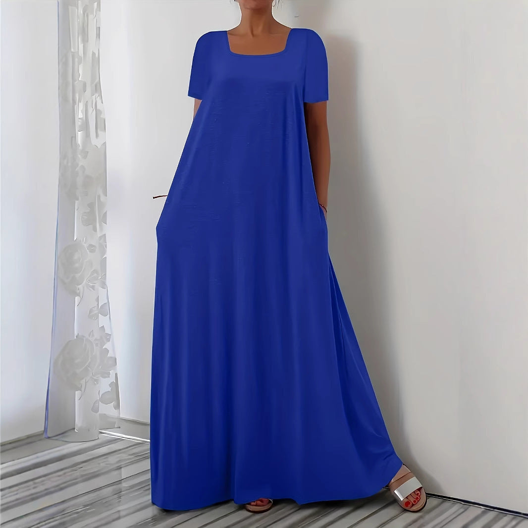 Dress Casual Loose Sleeves Solid Color Dresses