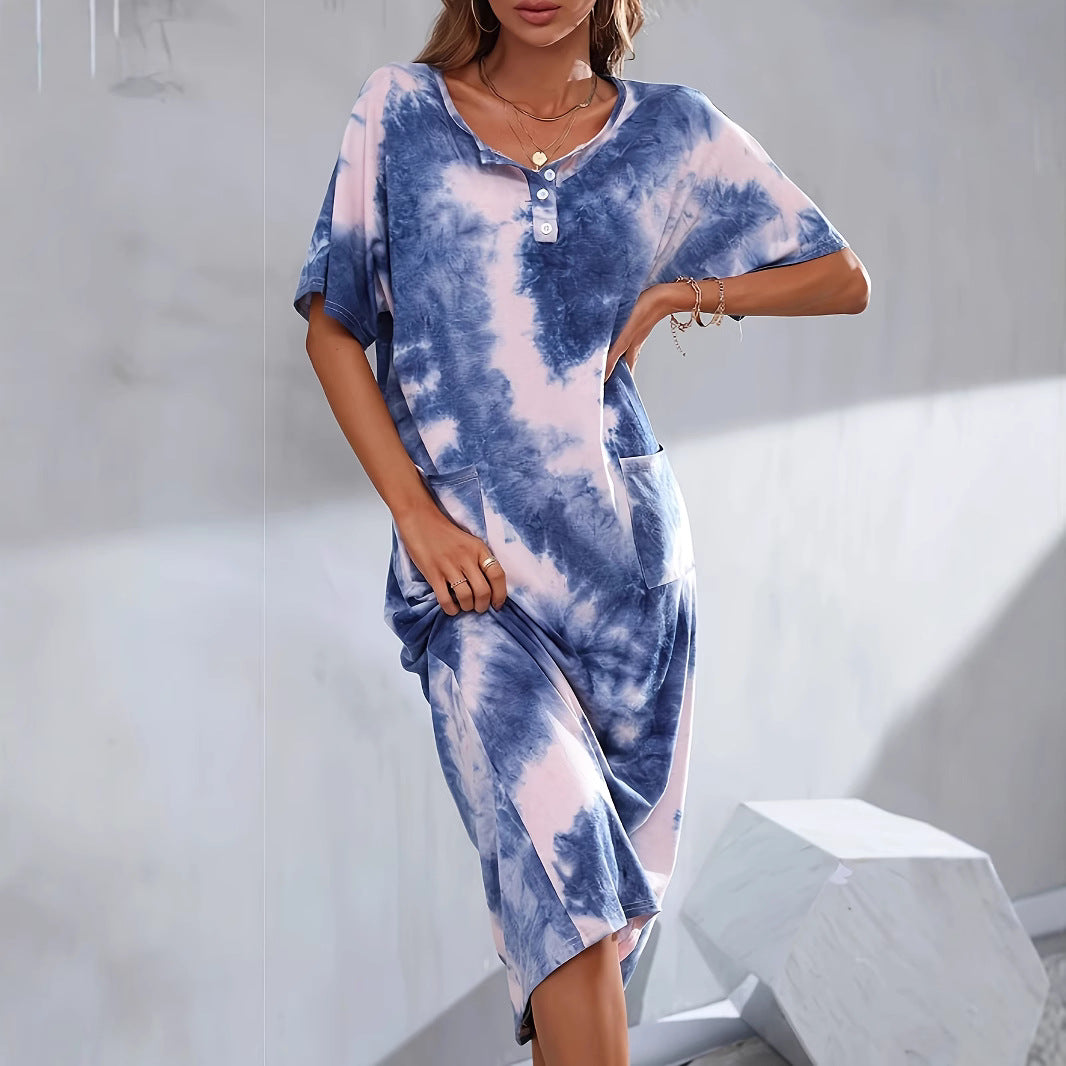 Women's T-shirt Summer Casual Loose Slimming Pocket Dress