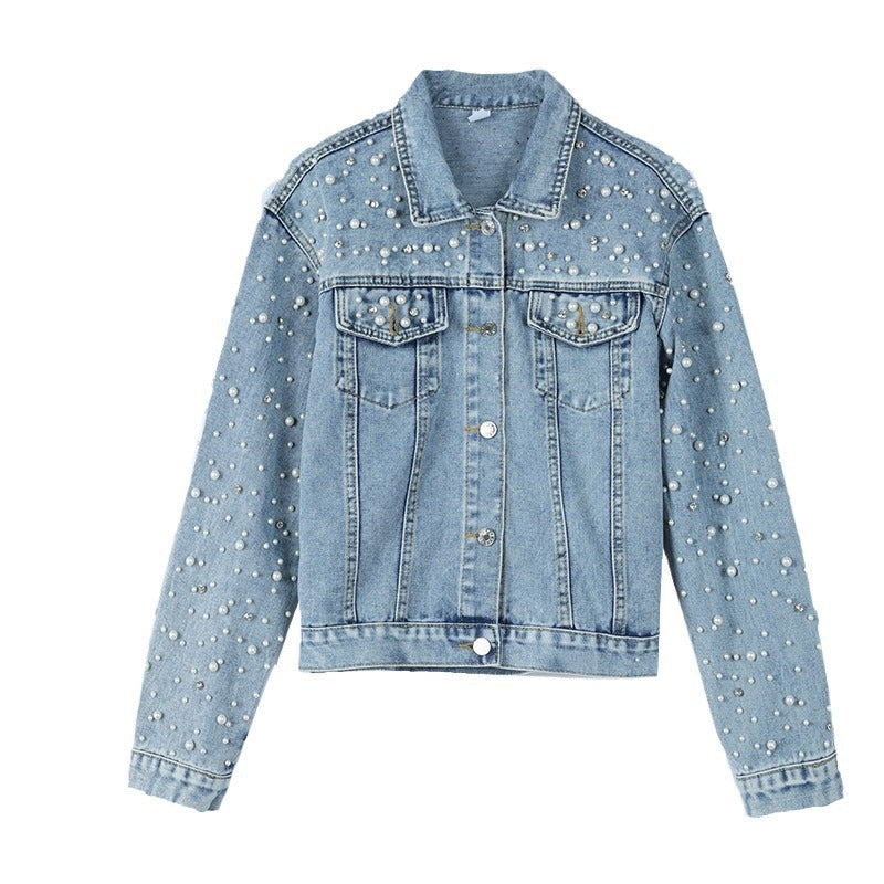 Women's Diamond Rivets Denim Long-sleeved Korean Loose Jackets
