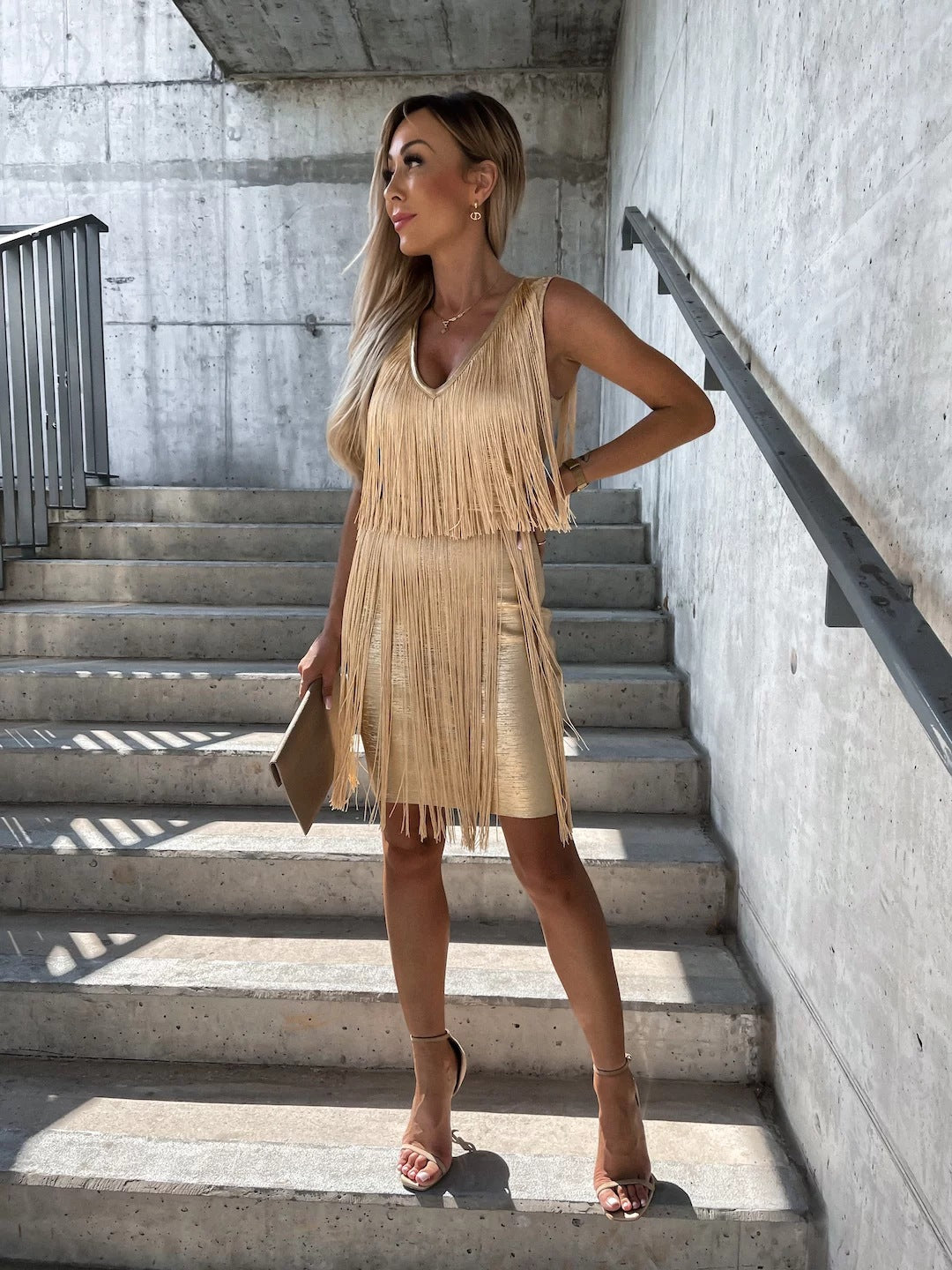 Women's Slim Fit Slimming Fringed Sheath Sexy Dress