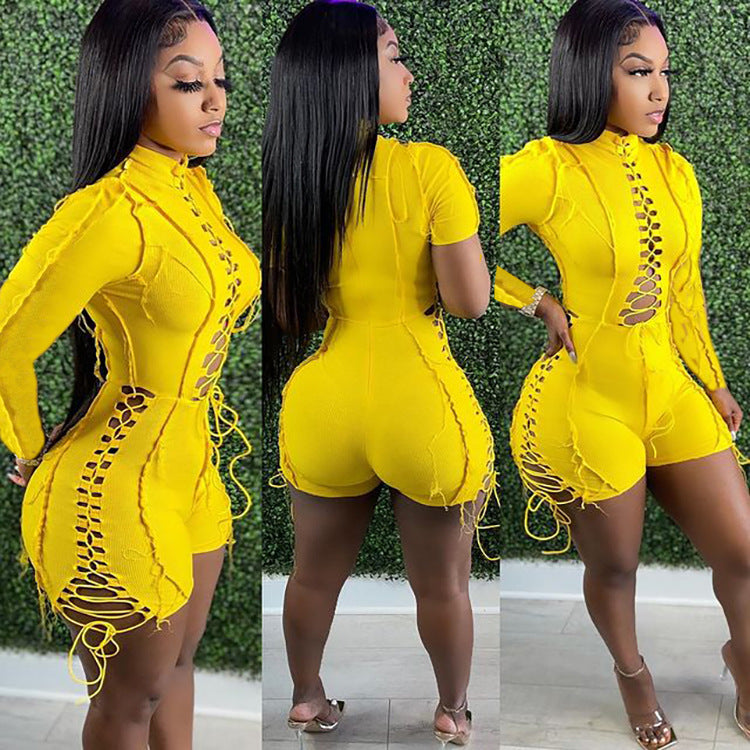 Women's Fashion Sexy Patchwork Solid Color Tether Jumpsuits