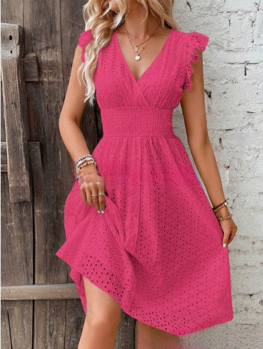 Graceful Women's Summer Ruffle Sleeve Elegant Dress