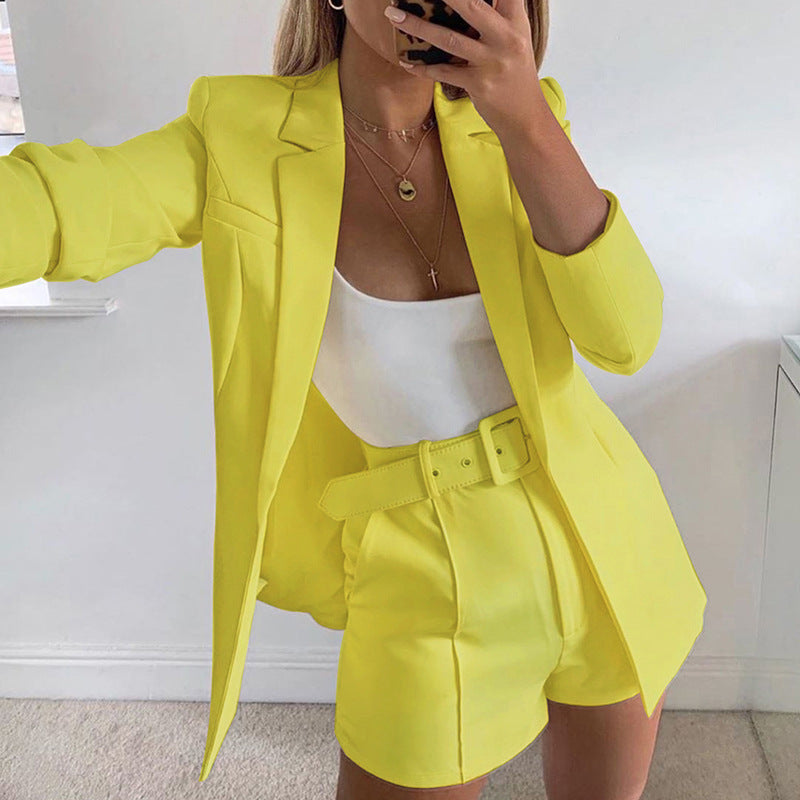 Women's Spring Clothes Fashion Small Belt Casual Blazers