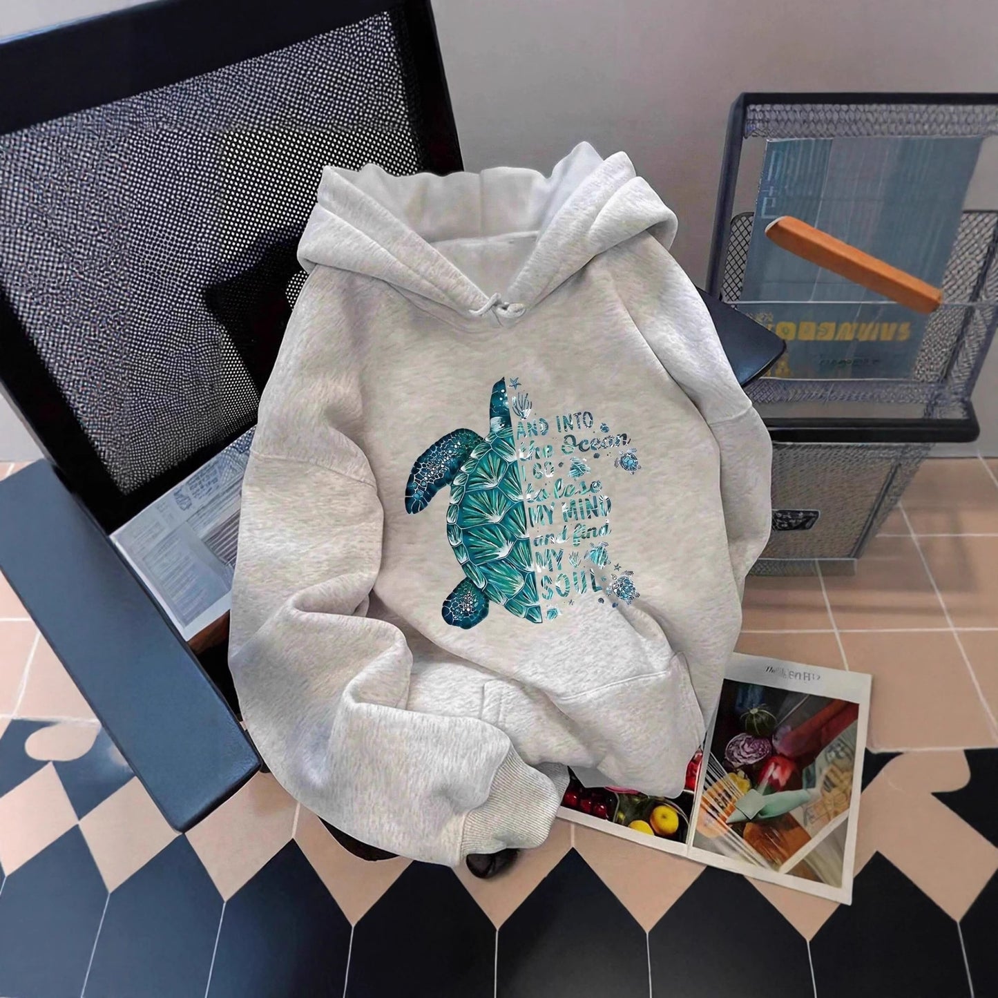 Women's Casual Home Heat Transfer Patch Printed Letters Loose-fitting Hoodie Women's Sweater, Sweater
