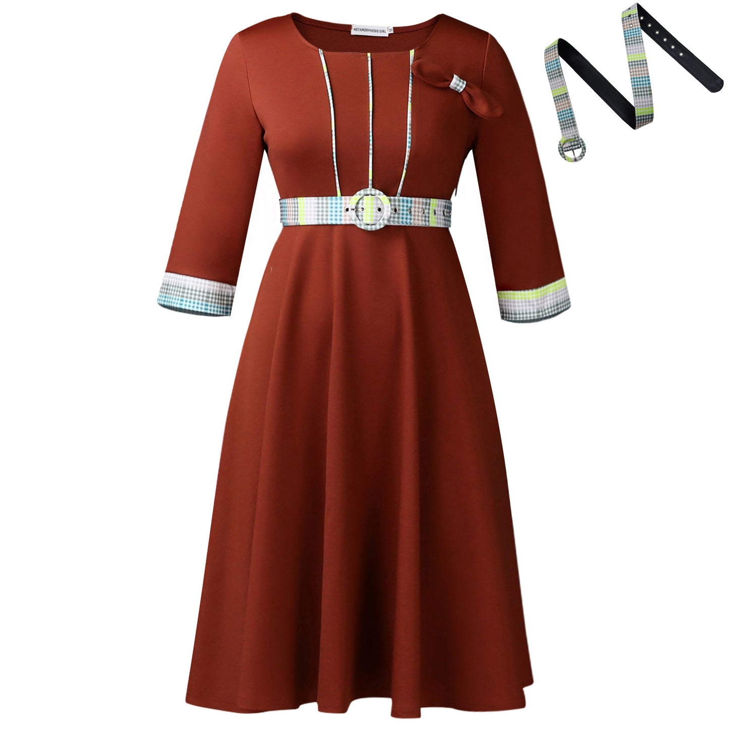 Women's Fashion Elegant Round Neck Stitching African Dresses