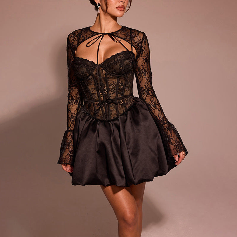 Women's Autumn Style Elegant Sexy Lace Strap Dresses