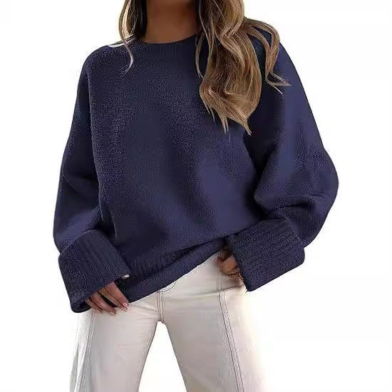 Women's Street Style Crew Neck Pullover Loose-fitting Sweaters