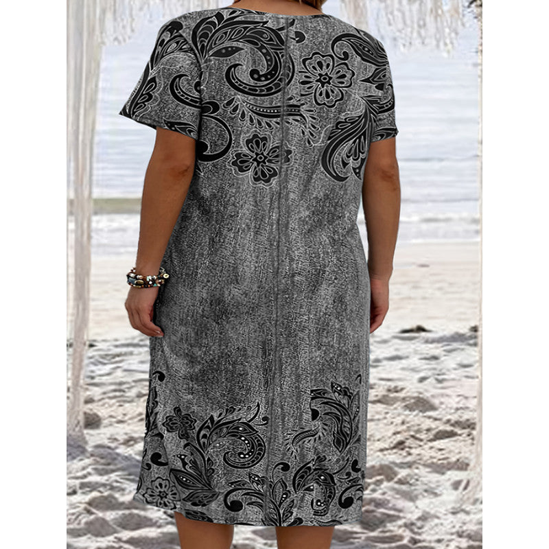 Women's Charming Loose Printed Pocket Dress Dresses