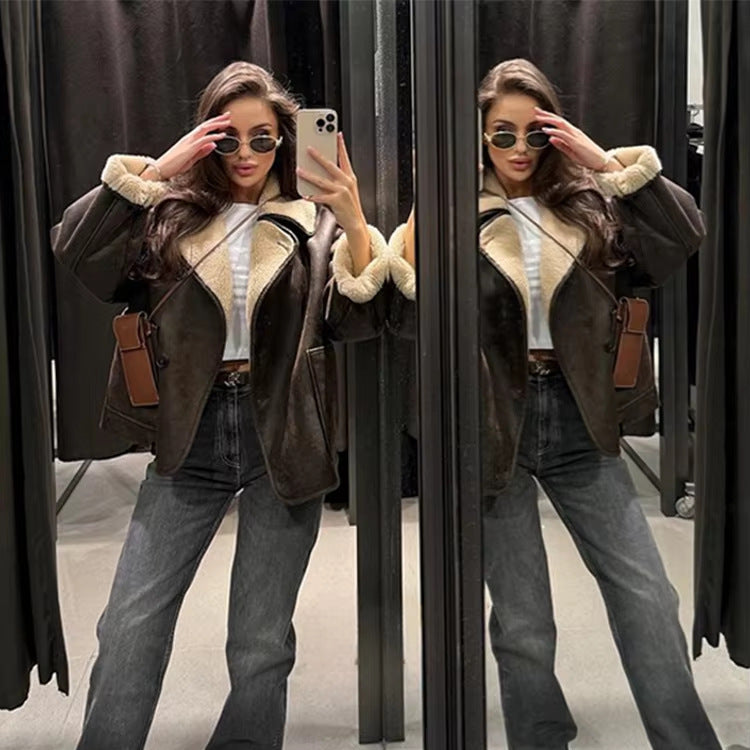 Women's Unique Loose Fur Thermal Clothes Jackets