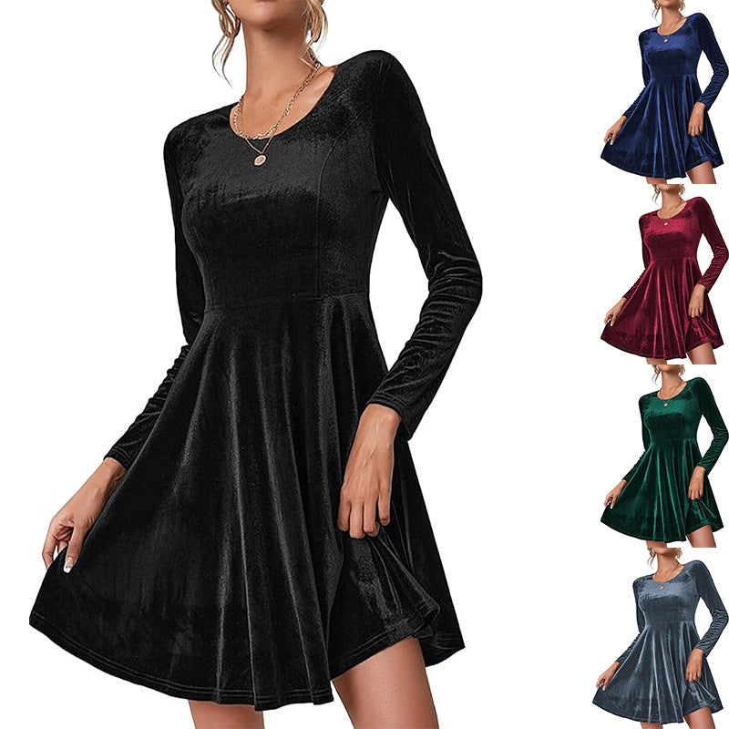 Women's Long Sleeve Round Neck Large Swing Dress