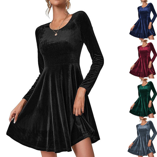 Women's Long Sleeve Round Neck Large Swing Dress