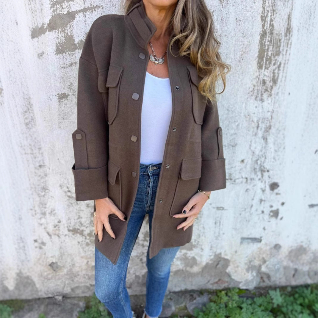 Women's Autumn Fashion Stand Collar Sleeve Reversible Jackets