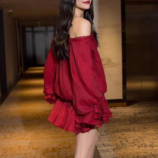 Women's Beautiful Spring Strap Patchwork Ruffled Flowers Dresses