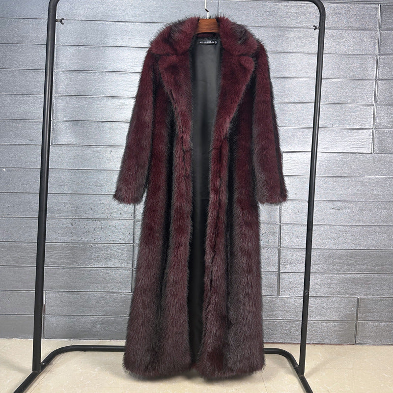Women's Red Fox Imitation Furry Fur Extended Suits