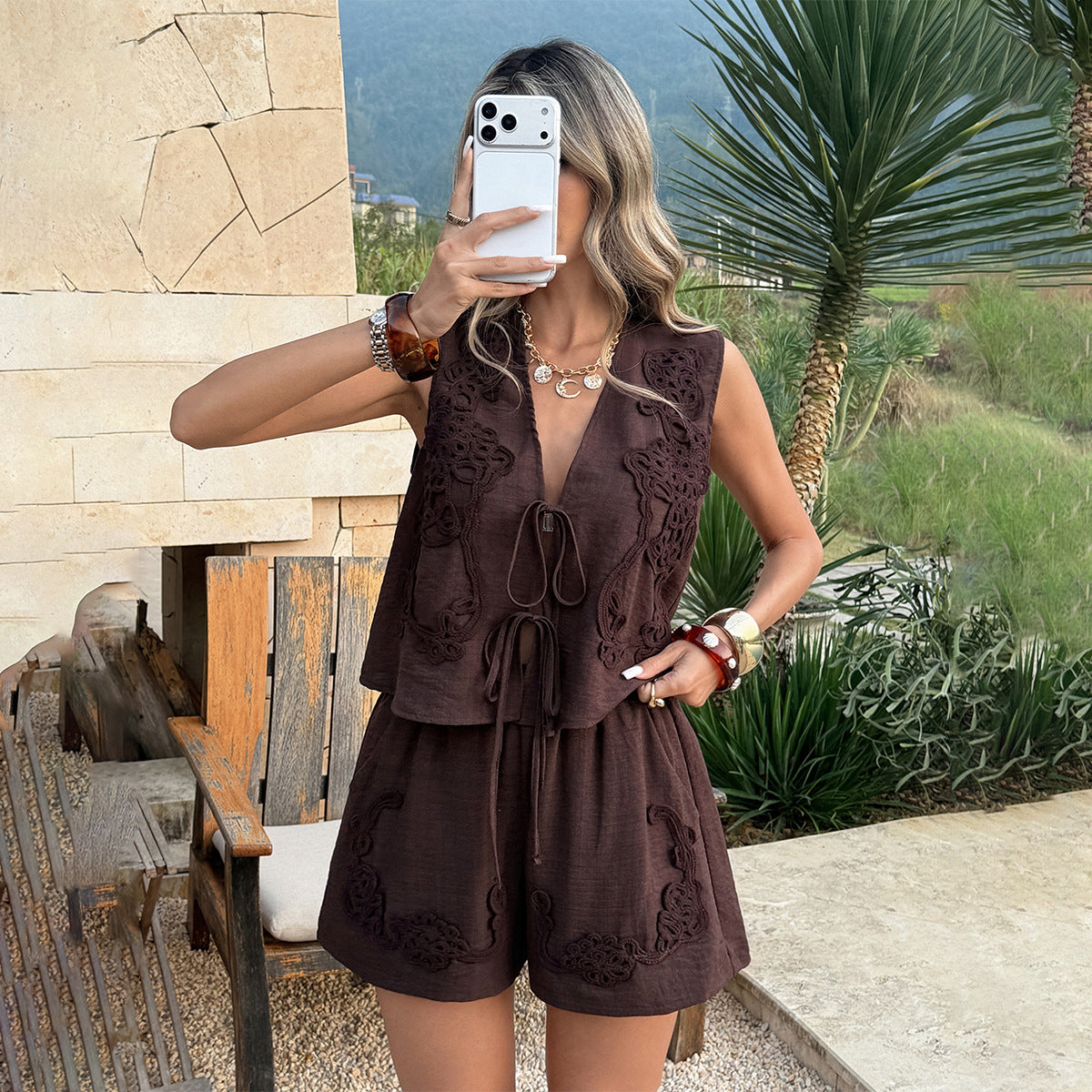 Durable Women's Vacation Style Two-piece Summer Fashion Casual Suit