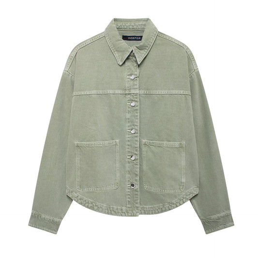 Women's Autumn Lapel Single Breasted Double Pocket Blouses