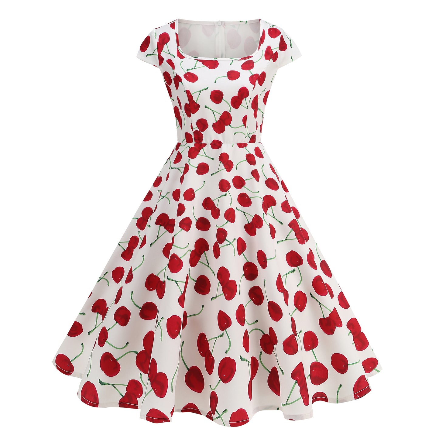 Women's Printed Short-sleeved Dress Summer Elegant Retro Dresses